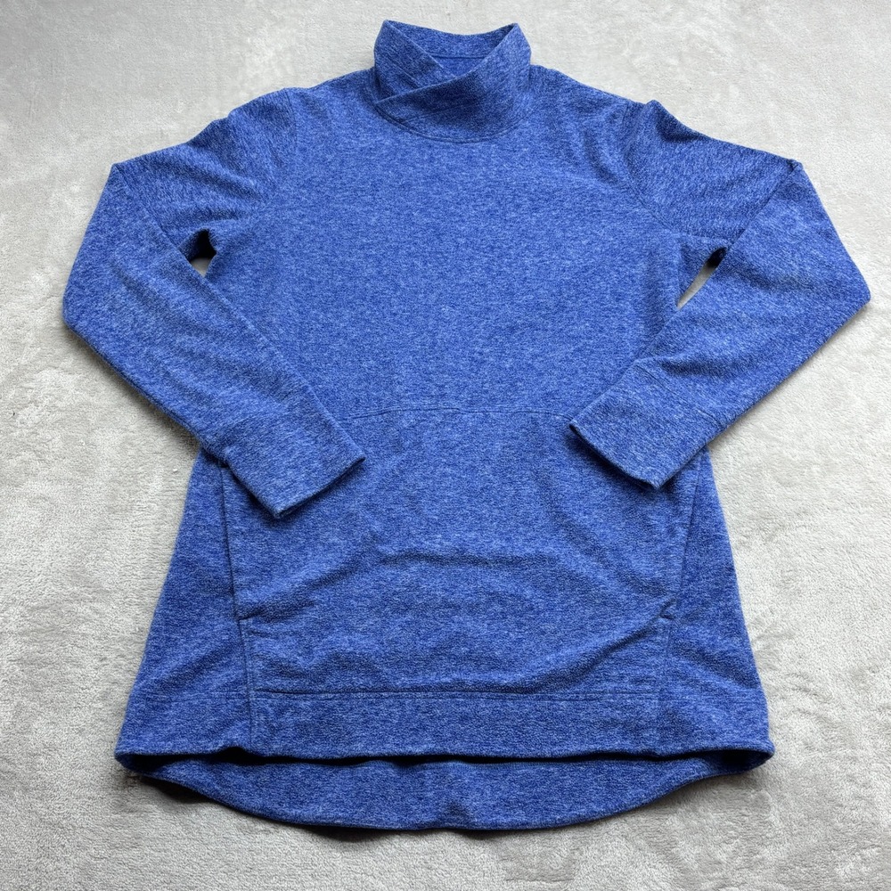 Duluth Trading Co Fleece Pullover Womens M Blue Funnel Neck Thumbholes Gorpcore